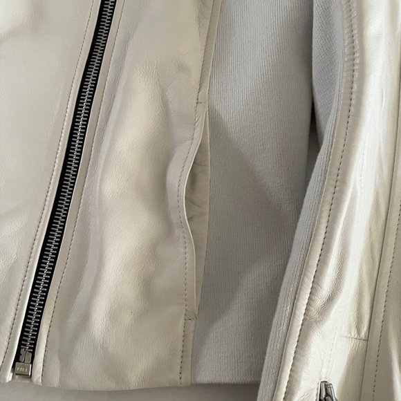 Rag & Bone Harrison Ivory Stretch Panel Leather Jacket - Picture 5 of 14